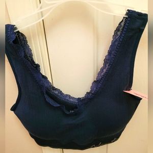 New Navy Nautica Sports Bra w Lace Trim, 1x